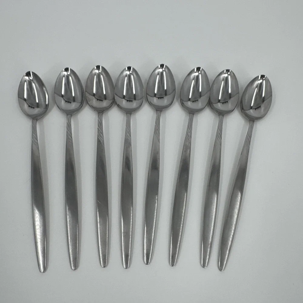 Vintage Stainless Steel Japan Leaf Pattern Iced Teaspoon. 7 1/2